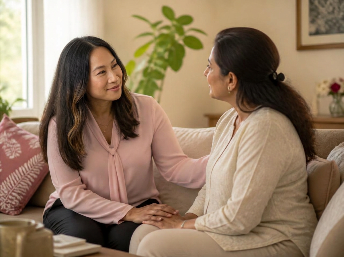 Dr. Sisi sitting with a client in a warm, non-clinical setting